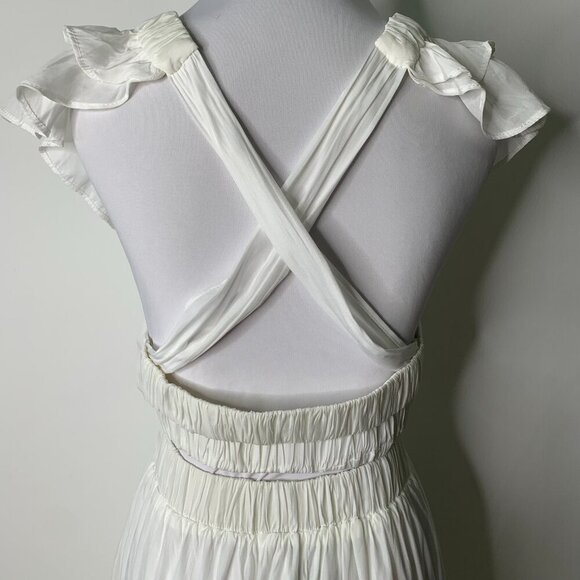 NWT DO+BE Women's White Ruffled Boho V Neck High Low Dress Size Small - Picture 10 of 15